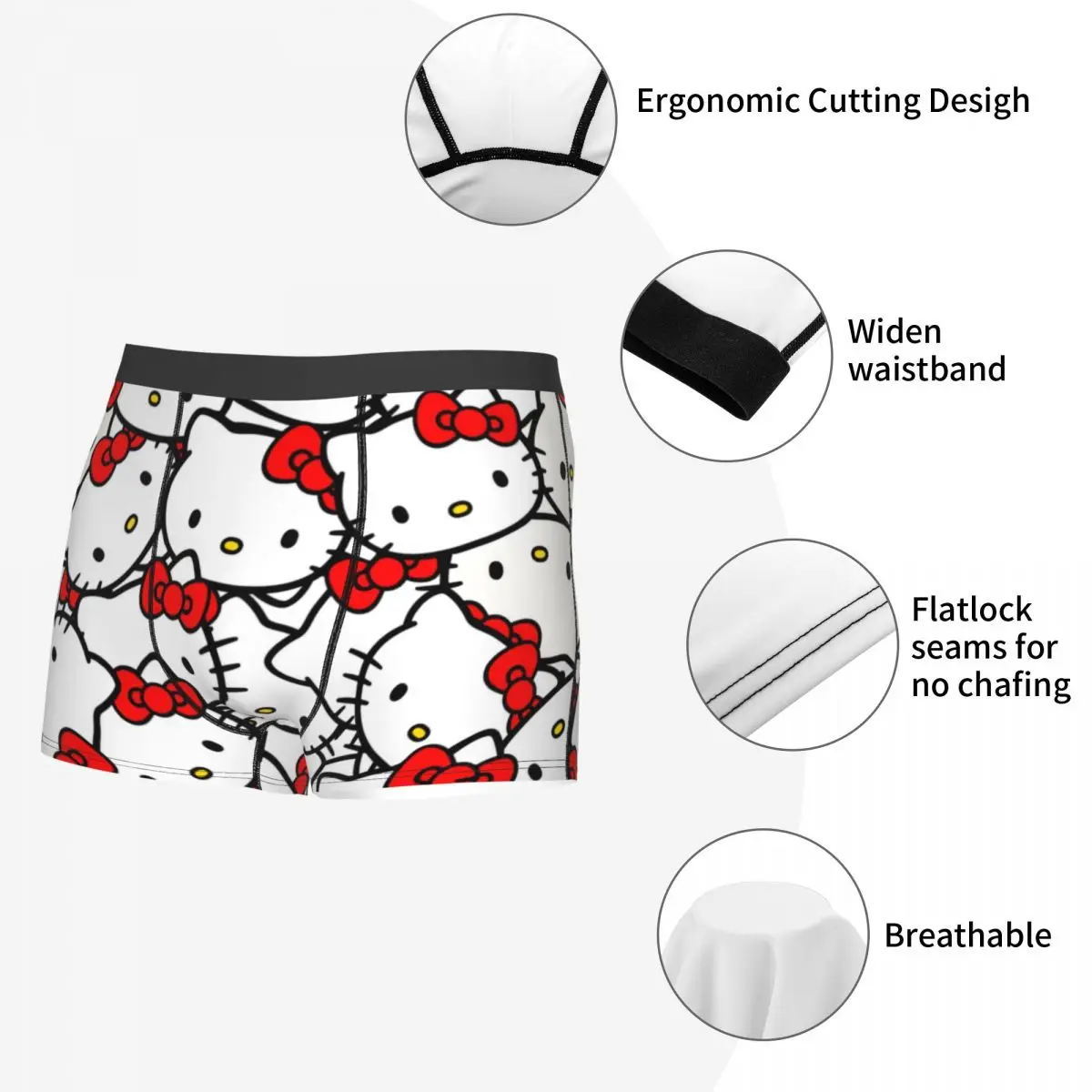 Men\'s Hello Kitty Underwear Sexy Boxer Shorts Panties Homme Breathable Underpants