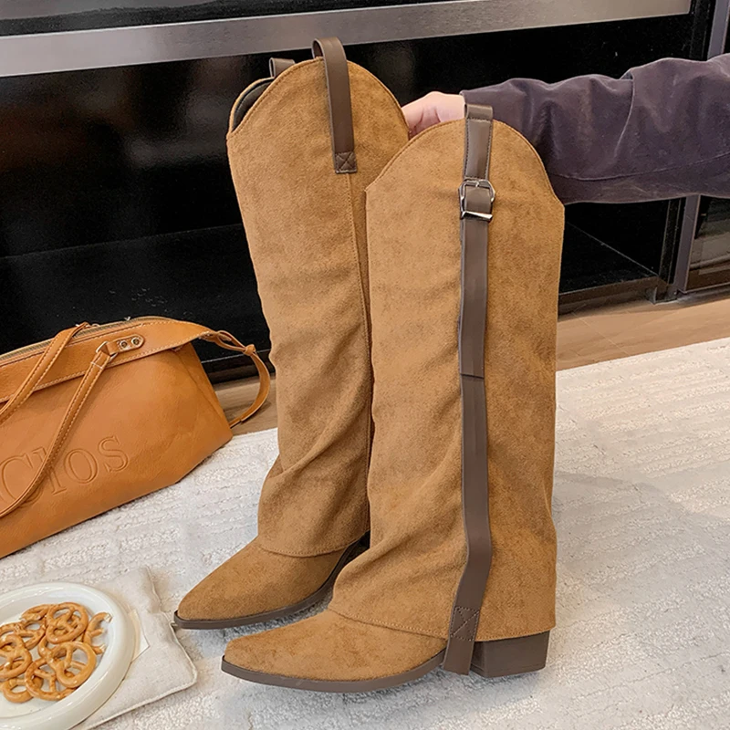 

Женские высокие сапоги с острым носком, модные модельные туфли на высоком каблуке, летние роскошные женские сапоги, новинка 2025, дизайнерские сапоги до колена Mujer Botas