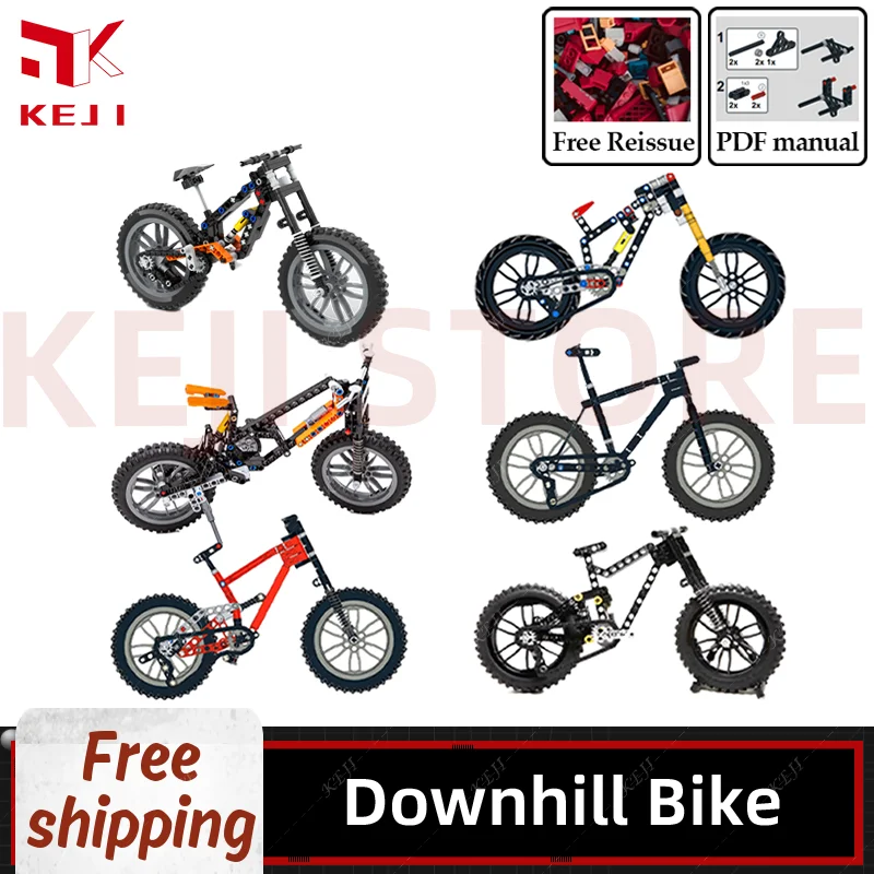 Downhill Mountain Cycling Bike Model Riding Off Road Bicycle Full Suspension MOC Building Blocks Bricks Assembling Set Toys Gift view 5