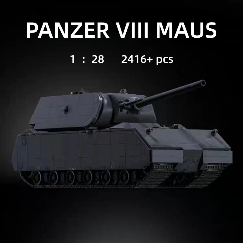 1:28 schaal zware militaire tank bouwstenen, 2416PCS montagestenen model met beweegbare structuur, collectible ornament geschenken