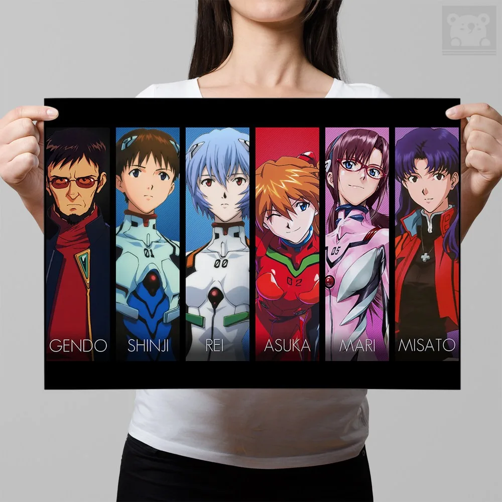 Neon Genesis Evangelion Asuka Rei Mari Frameless Canvas Core Print - HD Anime Poster Home Decor Living Room Bedroom Peripheral