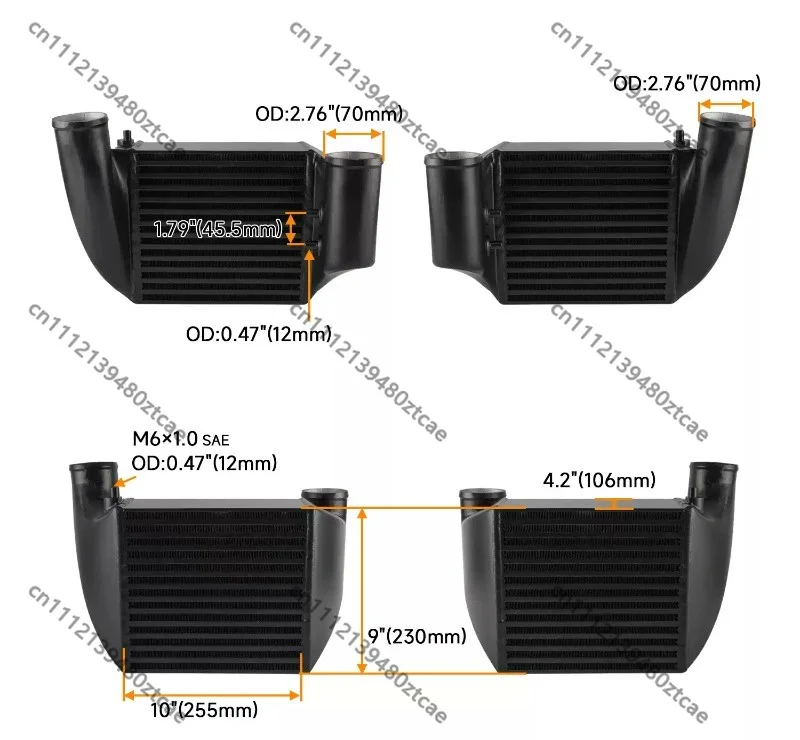 Turbo Intercooler Radiator, Auto Turbocharger Air Cooling Heat Exchanger, Car Modified Aftermarket Cooling Replacement Parts
