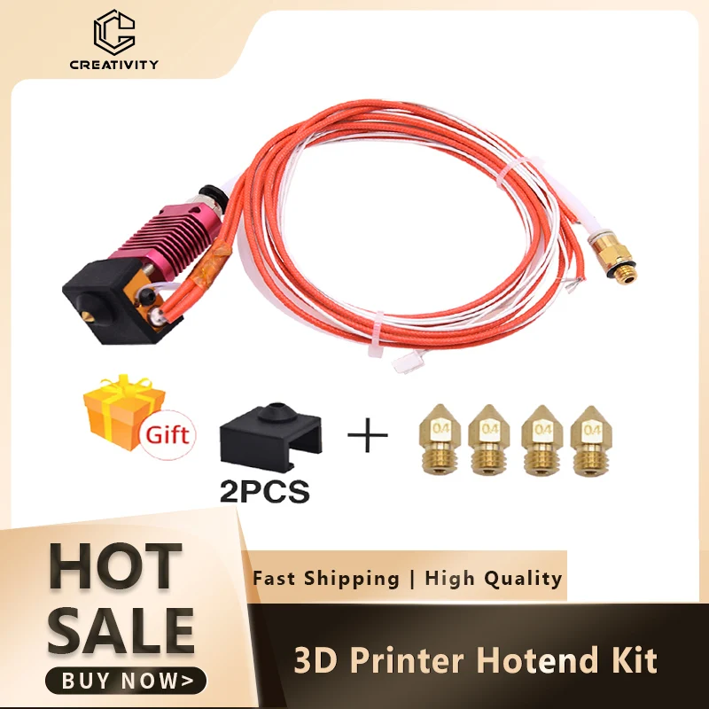 Extrusora de Metal para impresora 3d MK8 Hotend, Kit de boquilla de 0,4mm y 1,75mm para Ender 3 CR10 Ender 5 Ender 3 V2 neo Ender 3 V3SE, extremo