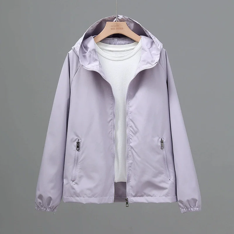 Thin Trench Coat Women Spring Autumn New Double Hooded Windbreaker Wind-Proof Waterproof Sports Outwear Female Fashion Joker Top