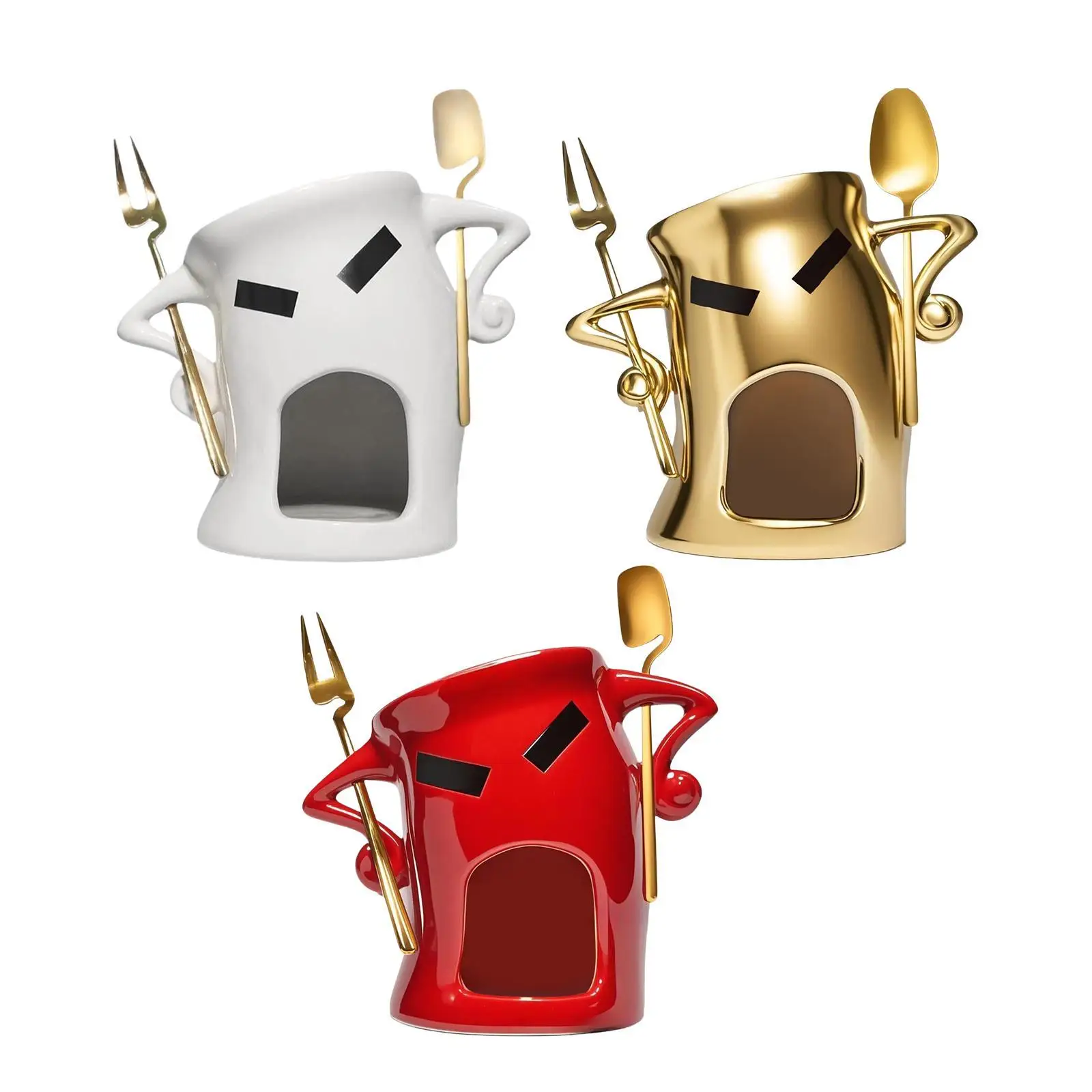 Taza de Cerámica para Fondue, Decorativa para Fondue de Queso, Creativa, Taza de Fondue Divertida para Derretir Chocolate, para Cumpleaños, Noches Acogedoras y Fiestas