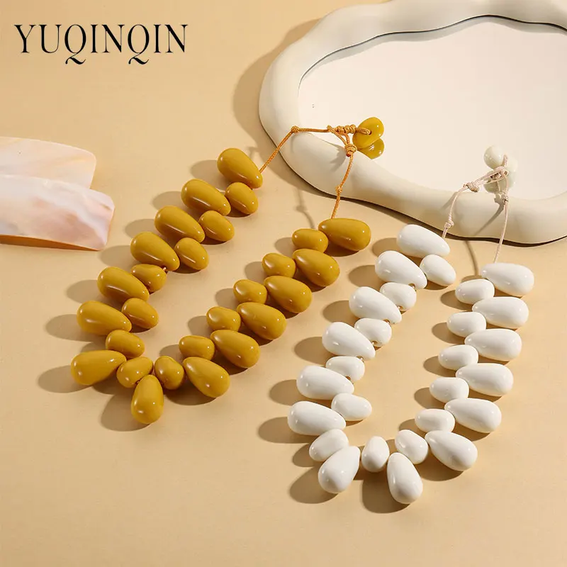 New Trendy Cute Beaded Chain Necklace for Girls Simple Choker Necklaces Women's Summer Beach Travel Party Korean Fashion Jewelry