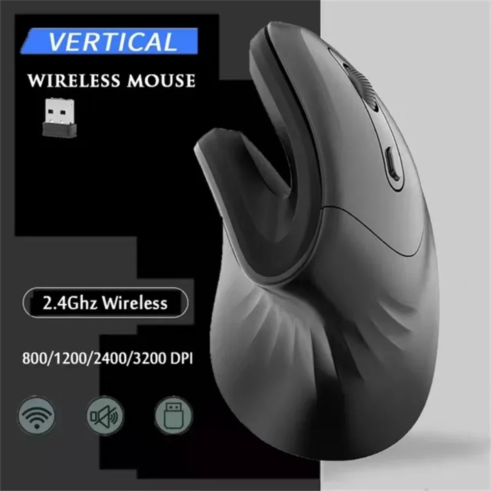 Ergonomic Wireless Mouse USB Vertical Optical Comfortable Gaming Mice Rechargeable Silent Office Mouse for PC Laptop Accessories