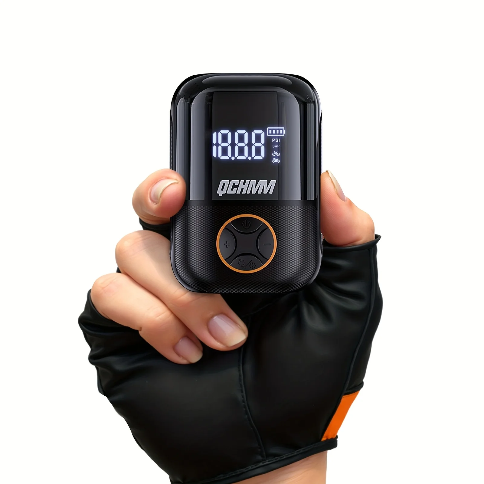 

Portable cordless electric air pump, 150PSI with digital pressure gauge and LED light, USB charging, dual power inflator