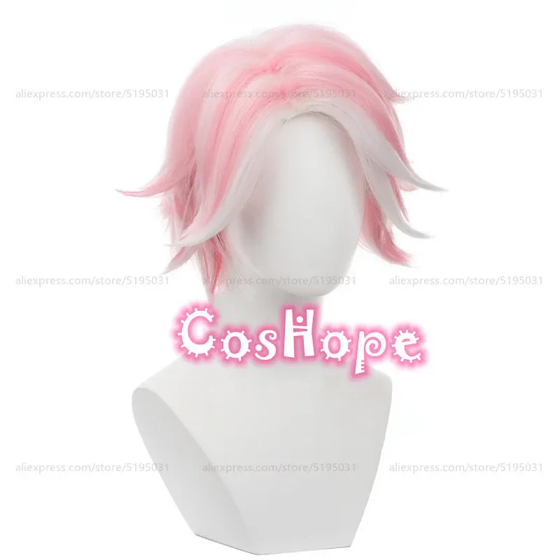 الملاك الغبار شعر مستعار تأثيري 30 سنتيمتر قصيرة للجنسين الفضة الأبيض الوردي شعر مستعار تأثيري أنيمي تأثيري الباروكات مقاومة للحرارة بيروكات صناعية