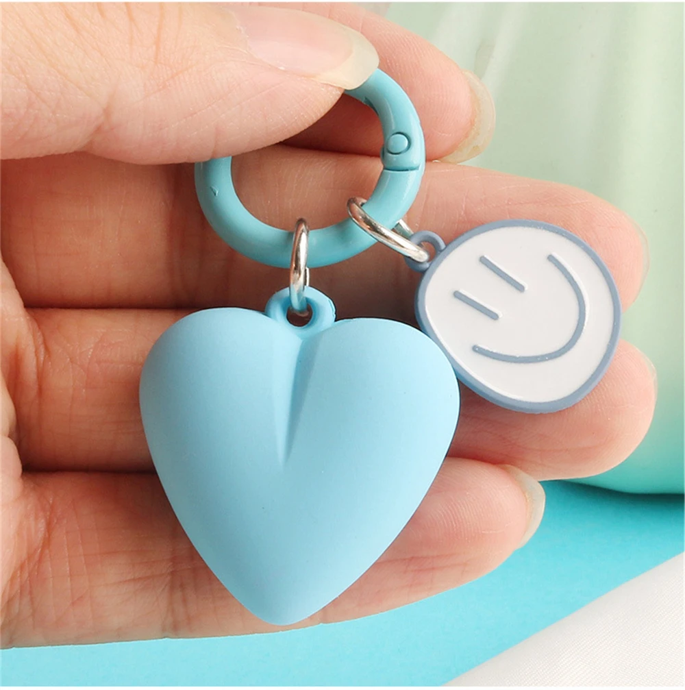 Sweet Love Heart Smile Face Keychain Candy Color Resin Key Ring for Women Girl Bag Airpods Box Car Phone Accessorie Jewelry Gift