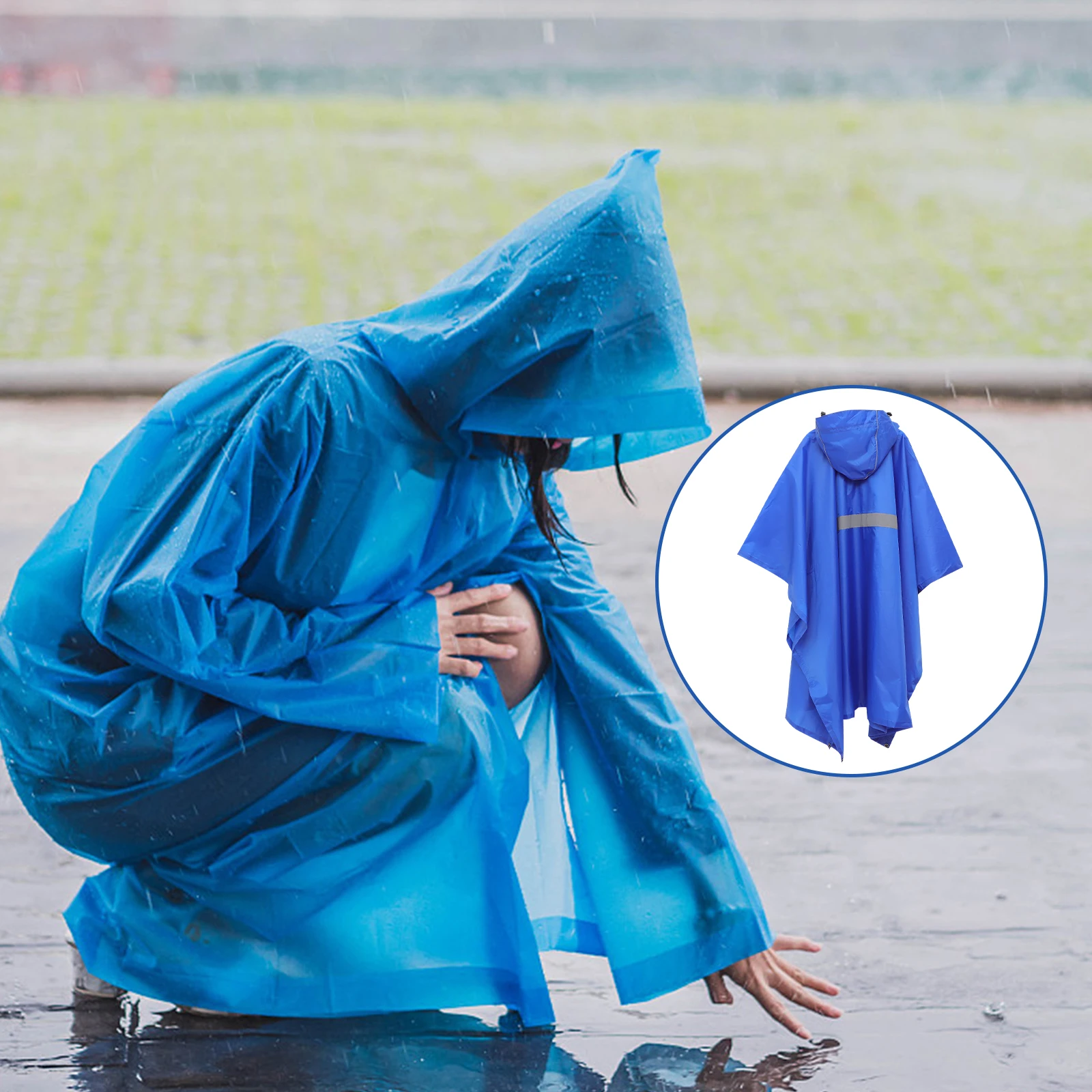 

Unisex Raincoat Waterproof Portable Durable Outdoor Poncho Hooded Drawstring Camping Climbing Rain Cover Adult