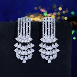 ThreeGraces Luxury Shiny Water Drop Zirconia Long Big Wedding Bridal Party Dangle Earrings for Women Fashion Prom Jewelry E1944