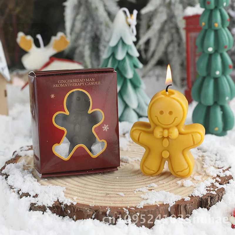 

Handmade Gingerbread Man Shape Aromatherapy Candle Christmas Holiday Gift Advanced Fragrance Soy Mixed Wax Bright Orange Blossom