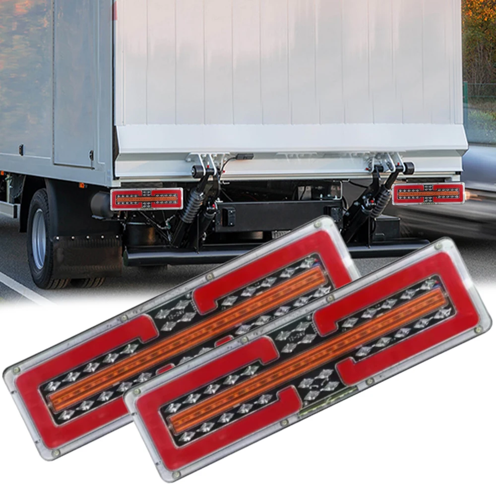 

2 шт. 24В красно-бело-желтые задние фонари 33см/40см/46.5см, стоп-сигналы, указатели поворота, подходят для грузовиков, прицепов и фургонов.