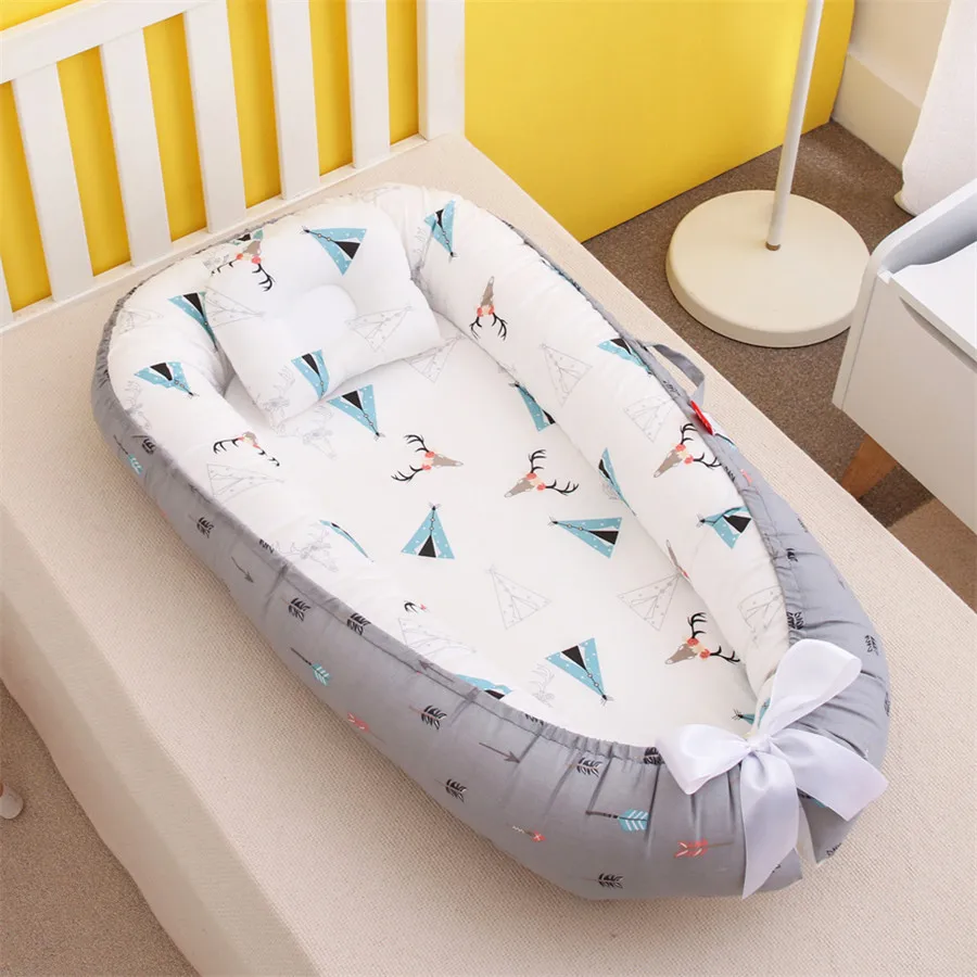 

Baby Nest 100% Cotton Baby Nest Bed Infant Lounger Bassinet Snuggle