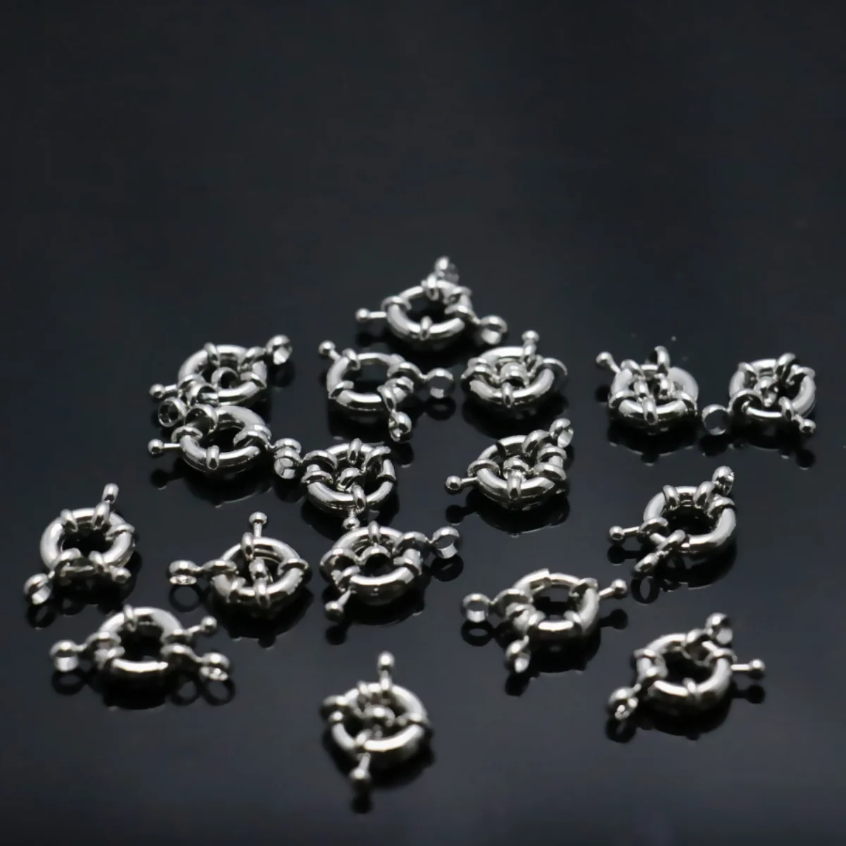 5PCS Round Circle Steering Wheel Clasp Button Accessory Metal Silver-plate for Necklace Bracelet Machining Snap Girls Jewelry