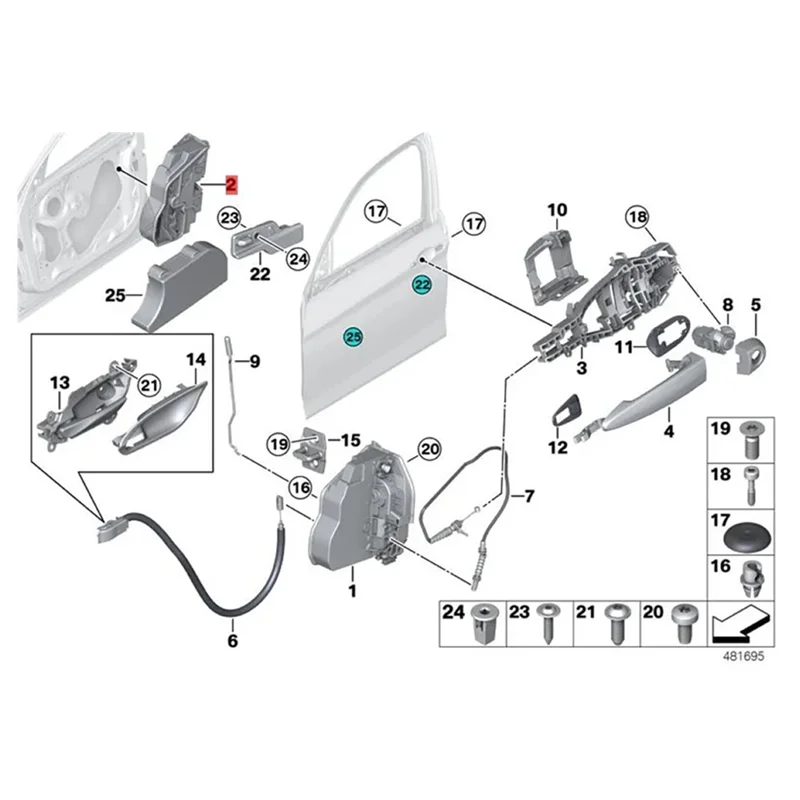 

51217229459 Car Left Rear Door Lock Push For BMW 2005-2016 Version