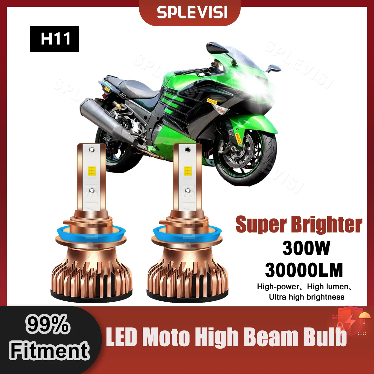 

2X H11 LED Headlight High Beam 30000LM 300W 9V-24V For Kawasaki Ninja ZX14 ZX1400C 2008 2009 2010 2011 Motorcycle Light Bulbs