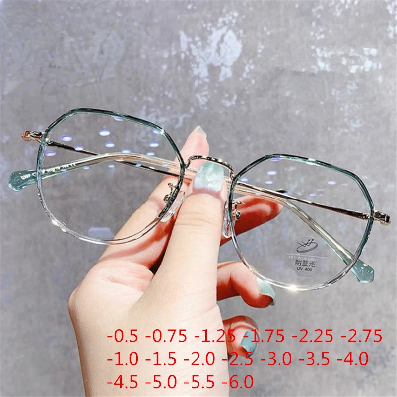 

Finished Myopia Glasse Women with Minus Degree Round Nearsighted Eyewear Diopter -0.5 -0.75 -1.25 -1.5 -2.0 -2.5 -3.0 To -6.0