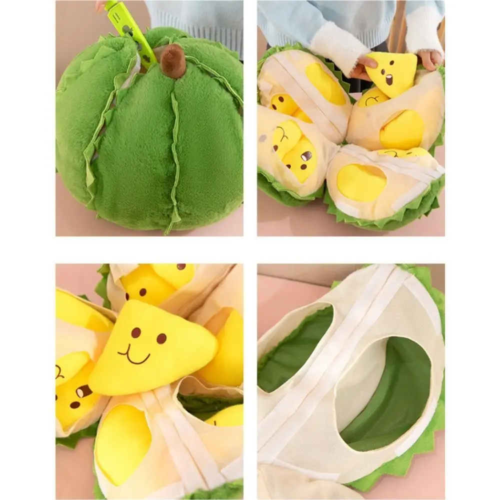 Fluffy Detachable Durian Plush Toy Soft Collection Fruit Durian Plush Pillow Cartoon Cute Peeling Durian Plush Doll