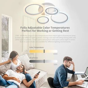 مصباح سقف أكريليك LED مع جهاز تحكم عن بعد ، أضواء قلادة دائرية ، مصباح تعتيم ، إضاءة داخلية ، غرفة نوم وغرفة معيشة أعلى 6 مبيعات لزخرفة سقف عيد الميلاد - No6