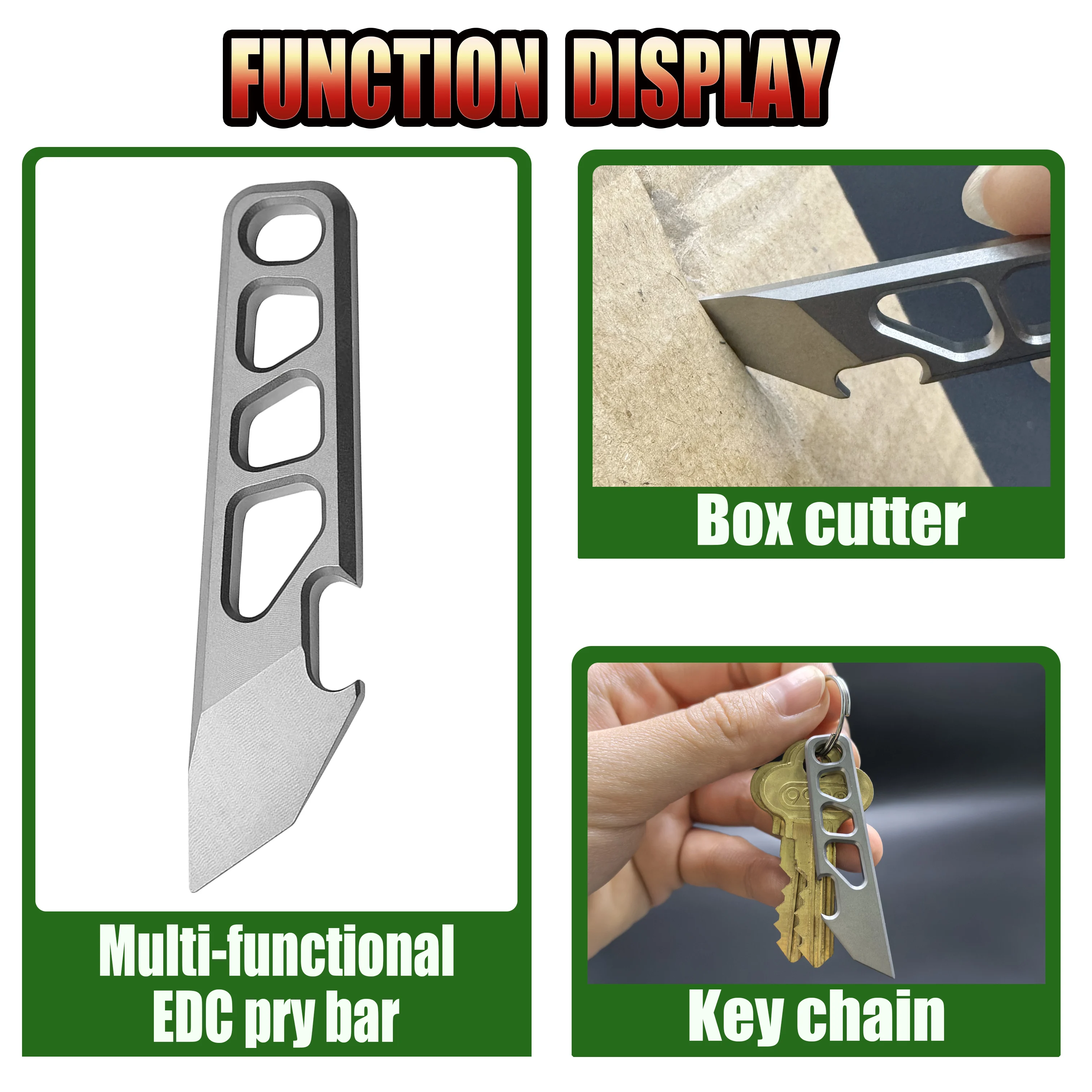 Multifunktionales Mini-Werkzeug aus Edelstahl: Brechstange, Flaschenöffner, Skala, Sechskantschlüssel, EDC Outdoor-Werkzeug, Campingausrüstung – Detail 7