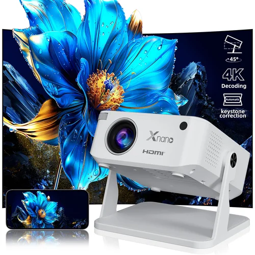 Xnano HA109 Proyectores inteligentes Blanco 720P Proyector portátil Android Soporte Wifi5 Bt5.4 Reunión Fiesta Proyectores caseros al aire libre