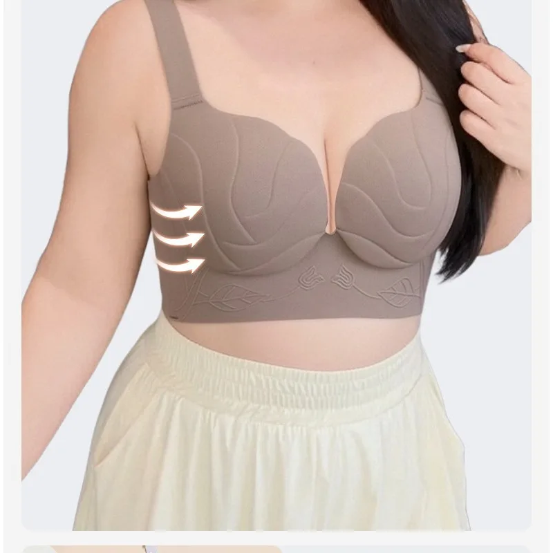 Sujetador Sin Costuras Talla Grande Reductor Levanta Busto Antideslizante Soporte Lateral Cómodo Ropa Interior Verano Mujer Curva