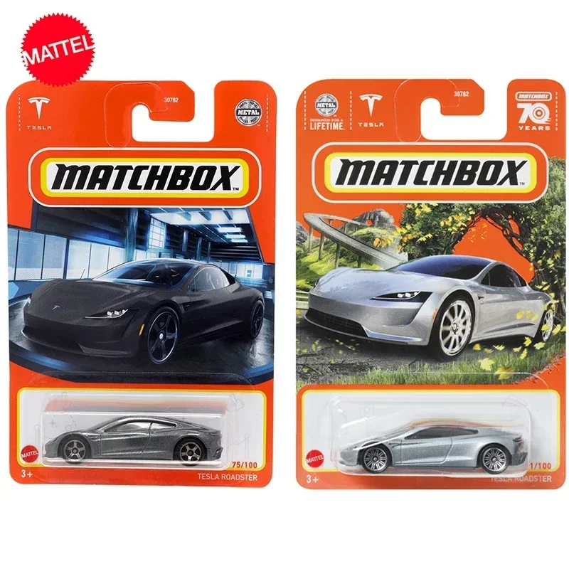 Original Mattel Matchbox Tesla Car 1/64 Diecast Roadster Grey Slivery Super Sportcar Vehicle Toys for Boy Children Birthday Gift