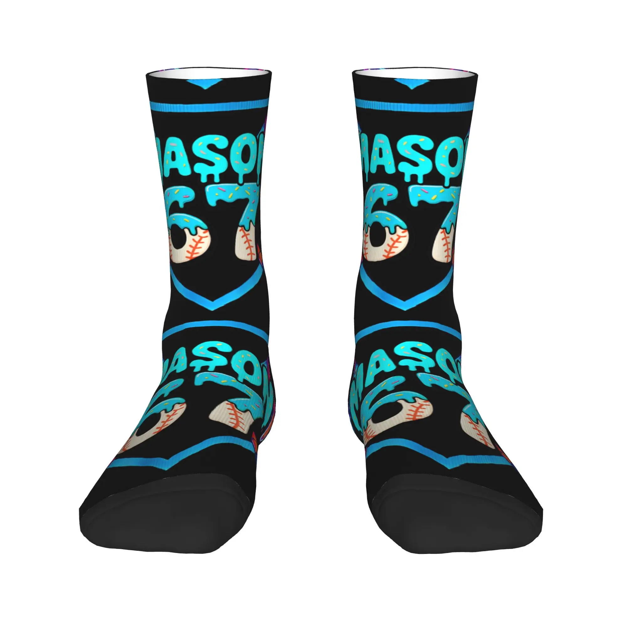 Mason 67 Funny Ice Cream Drip Baseball Meme Design Stockings Socks Medium Socks Winter Outdoor Sports Anti-Slip Design Socks