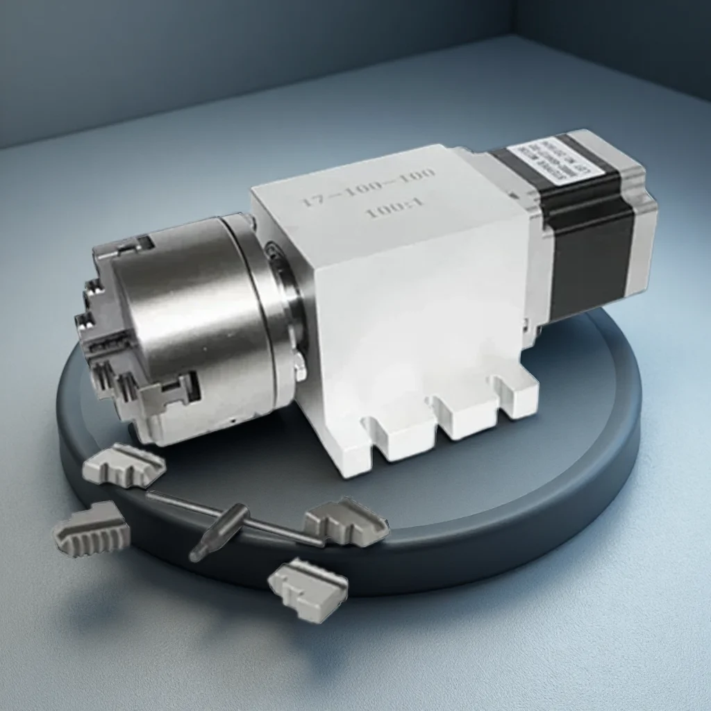 

Редуктор Harmonic Drive 100 мм, поворотный патрон 3-4-кулачковый, 4-я ось ЧПУ, редукционное число 100:1 для фрезерного станка