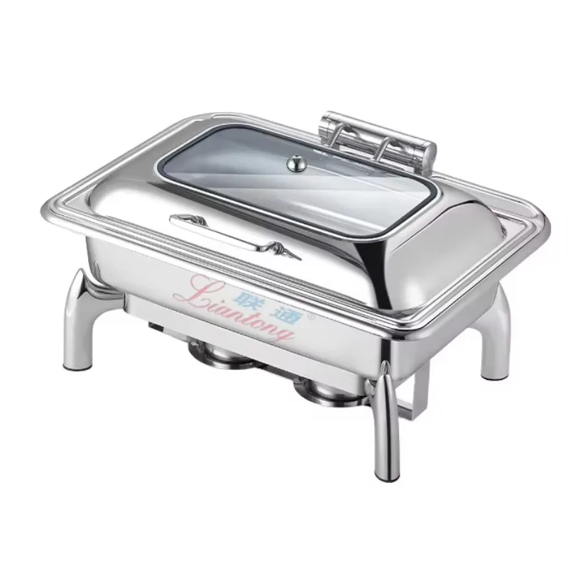 

Luxury Type Hotel Professional Supply the Newest Stainless Steel 201 Buffet Stove Rectangle Thermostatic Chafing Dish Set