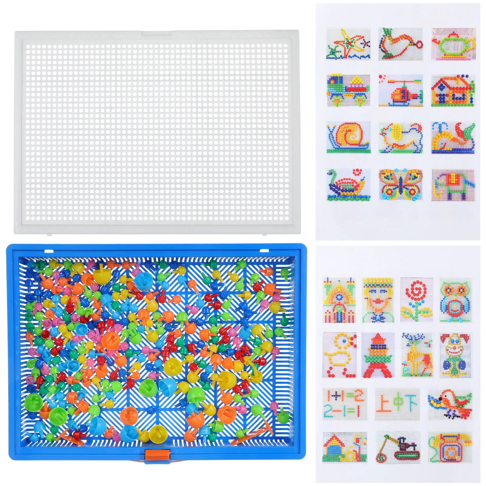 

Набор для творчества из 296 элементов: мозаика, грибовидные пегборды, набор для нейл-арта, для развития моторики, логического мышления и пространственного восприятия у детей