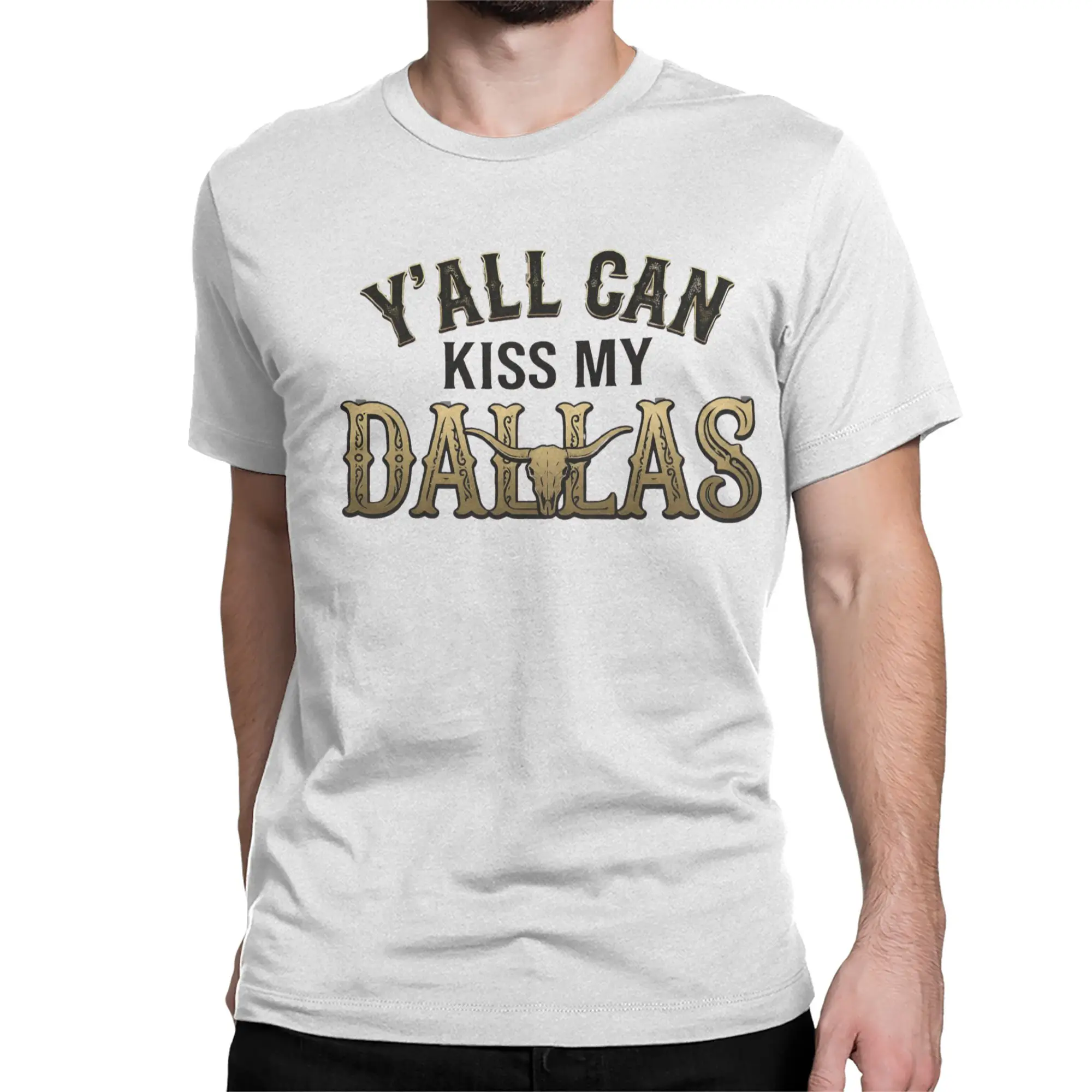 Men Women T-Shirts Y'all Can Kiss My Dallas Vintage Pure Cotton Tee Shirt Short Sleeve  T Shirt Round Collar Clothes Printed