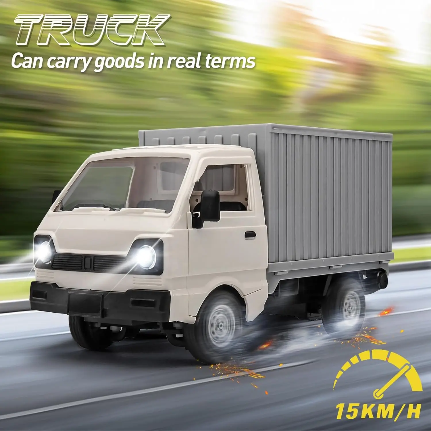 KF21 RC Truck 1:16 2,4 GHz RC Car Simulation Drift Climbing Truck mit Spray und LED-Leuchten RC Electric Truck Modell Jungenspielzeug