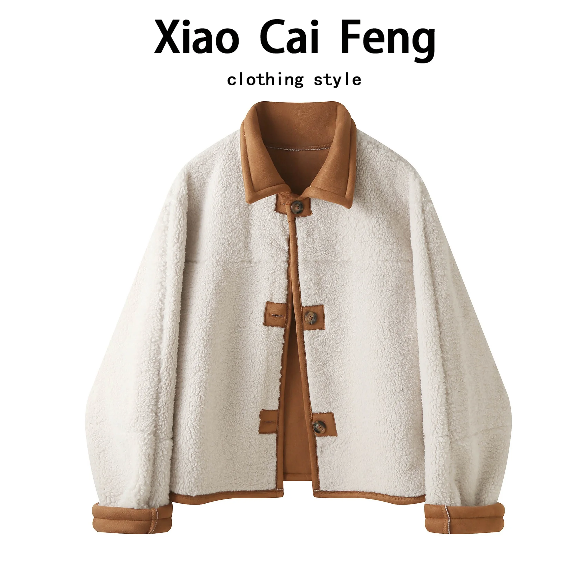 

Lamb Fur Jaet Women's Autumn Winter Thi Warm Double-sided Wear Leather Fur Inteated ort Suede Upper Body