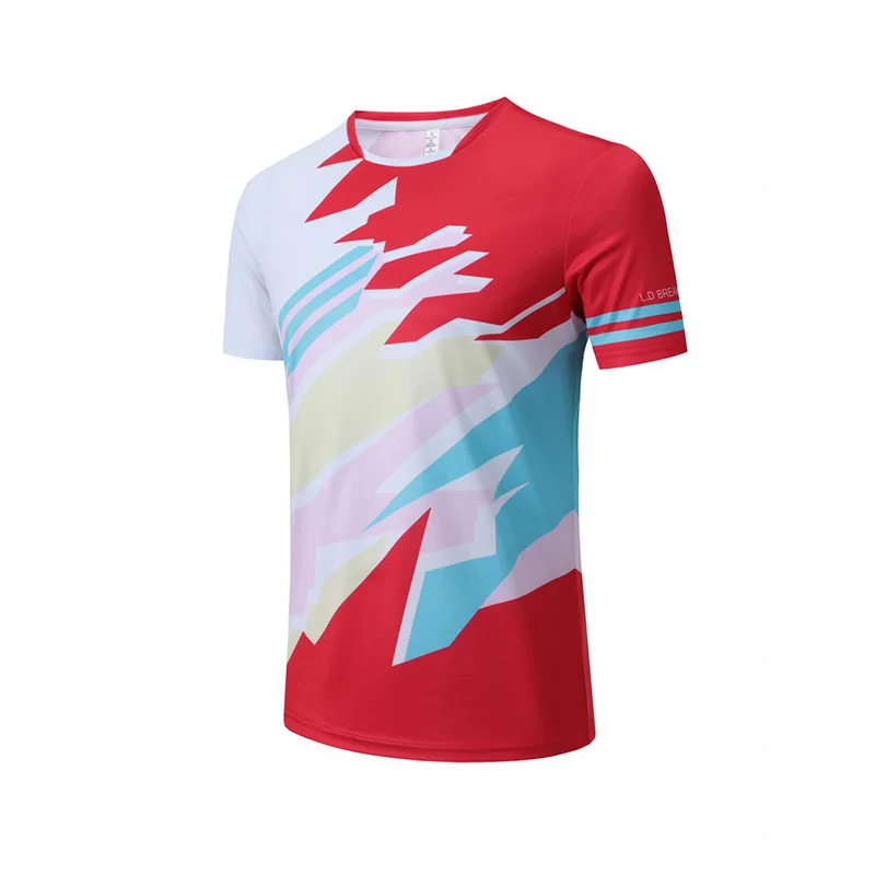 Camiseta de manga corta de bádminton para adultos, Camiseta deportiva con estampado de sublimación completa, ajuste seco, entrega rápida, camisetas para correr, Verano