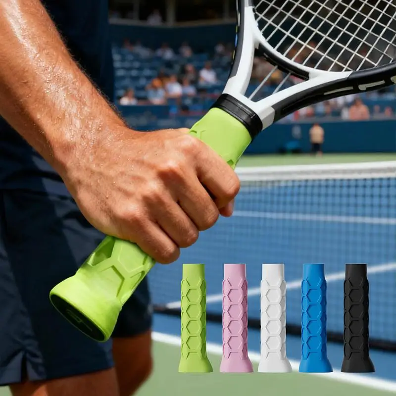 ⑥ Silicone Hexagonal Grip Pickleball Paddle Handle Wrap Anti-Slip Comfortable Protective Cover Honeycomb Handle Protection Cover