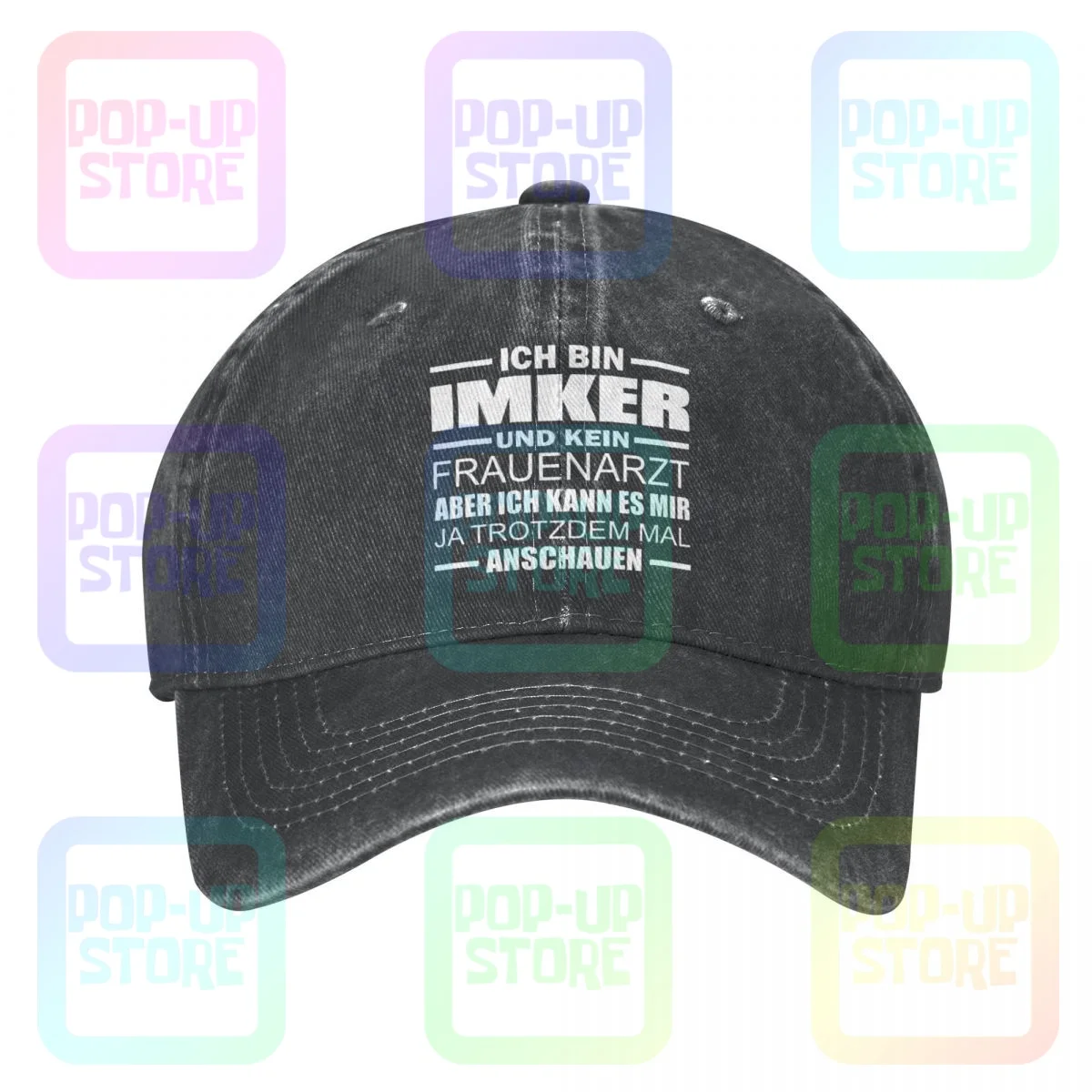 Imker Frauenarzt Lustig Geschenk Spruch Spruche Bienen Honig Washed Denim Baseball Cap Trucker Hats Pop