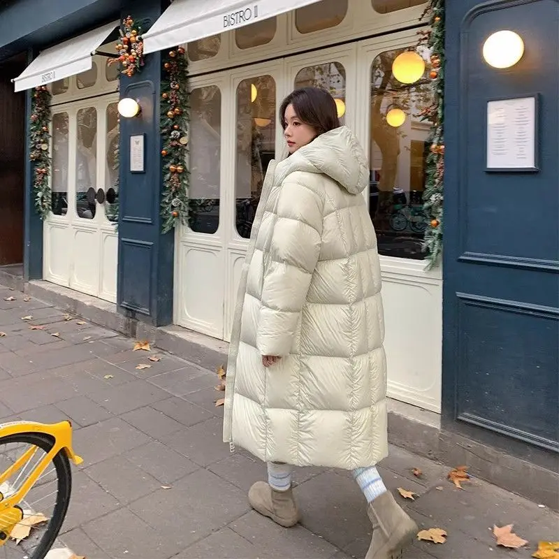 

2025 New Women's Down Cotton Jacket Winter Thickened Warm Padded Jacket female Long Hooded Parka overcoat Cotton clothes Trend