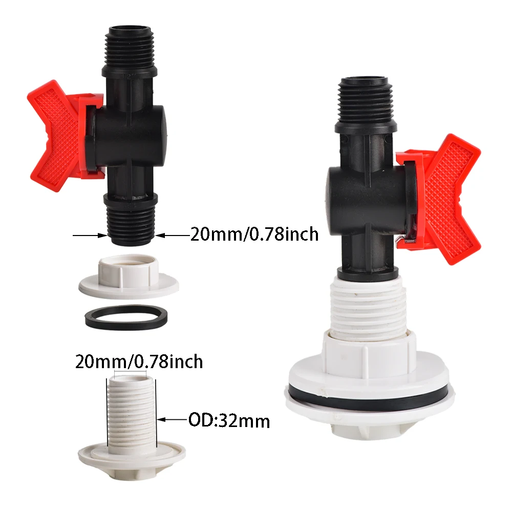 PVC Bulkhead Fitting Water Tank Replacement Spigot Drainage Faucet Connector for Rain Barrels Aquariums Ponds