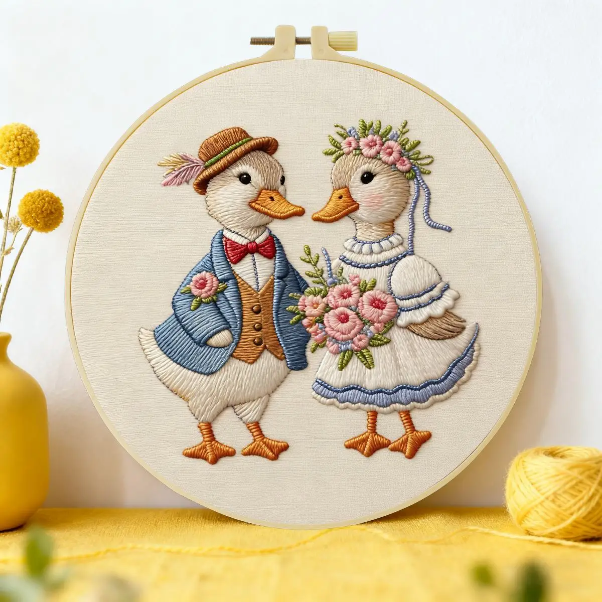 1pc 20X20CM/15X15CM 7.87/6.3inch Animal - Duck Embroidery Starter Kit DIY Kit DIY Embroidery Kit Manualidades Sewing Art