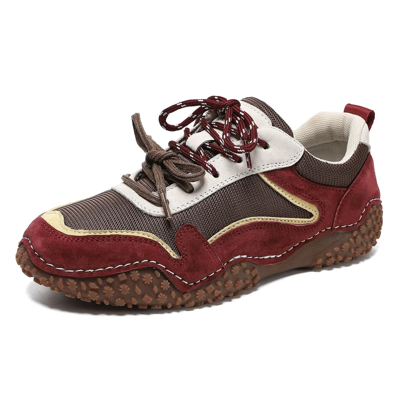 

Women's Shoes Outdoor Breathable Mesh Flat Bottom Light Shock-absorbing Tennis Sneaker Autumn Top Layer Leather Sports Shoes