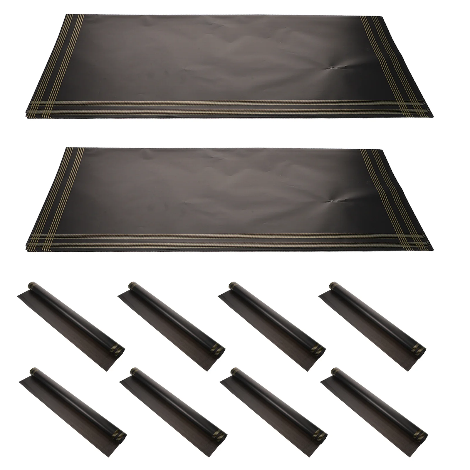 

20 Sheets Floral Bouquet Wrapping Paper Waterproof Black Gold Trim Elegant Packaging Sheet Wedding Birthday Flower Bouquet DIY