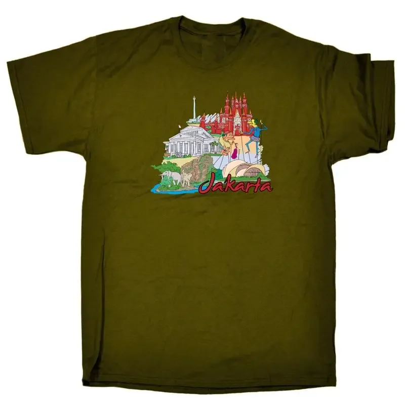 Jakarta Indonesia Country Flag Destination Mens Funny Novelty T Shirt