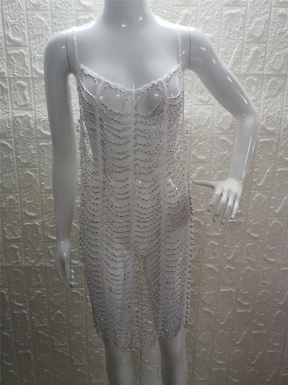 Original Beach Vacation Sexy Handmade Braided Hollow Beaded Layered Coverup Dress Outdoor Beach Bikini Dresses