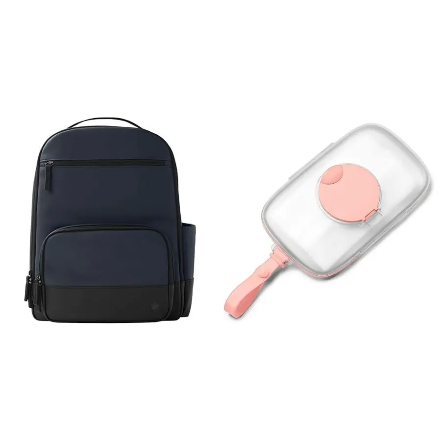 

Hop Diaper Bag Backpack Flex, MultiFunction Baby Travel Bag with Changing Pad amp Stroller Attachment, Blue OnTheGo Wipes Dispen