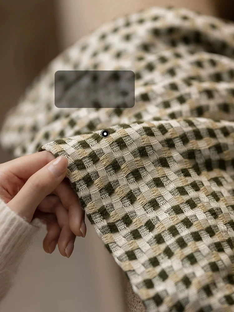 Weaving Texture Green Jacquard Thickened Soundproof and Blackout Curtains for Customized Living Room and Bedroom Partition