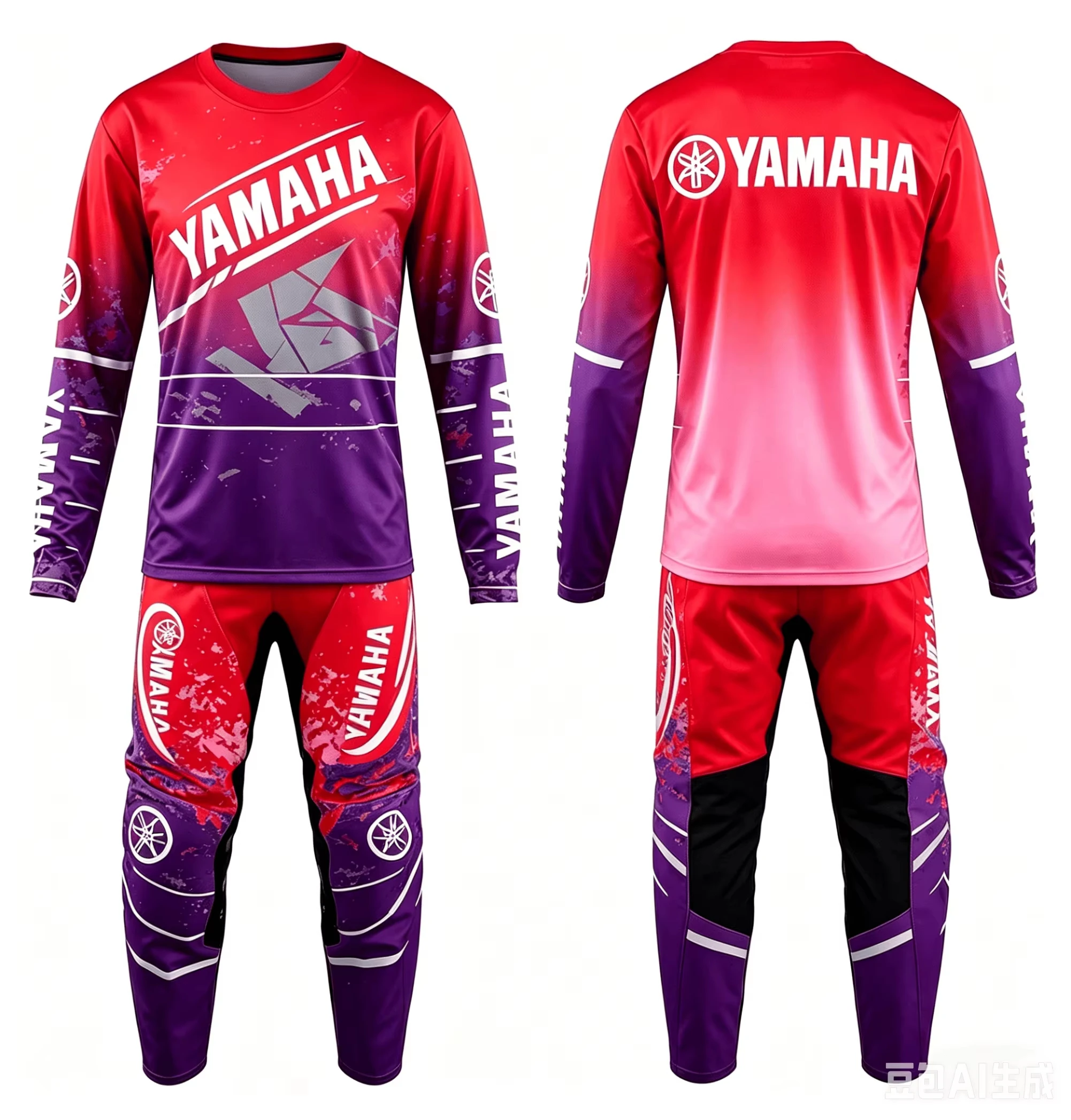 New Summer Yamaha Red Motorcycle Off Road Race Long Sleeve Pants Set For Men And Women Oversized Speed Drying Cycling Sport Set