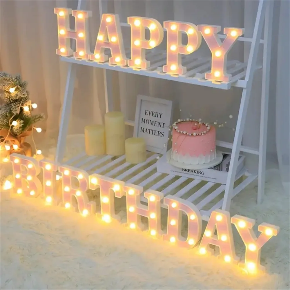 16CM LED Letter Lights,Battery Powered Alphabet Lamps For Bedroom,Birthday Party,Dining Table Decoration,Home Hanging Decor
